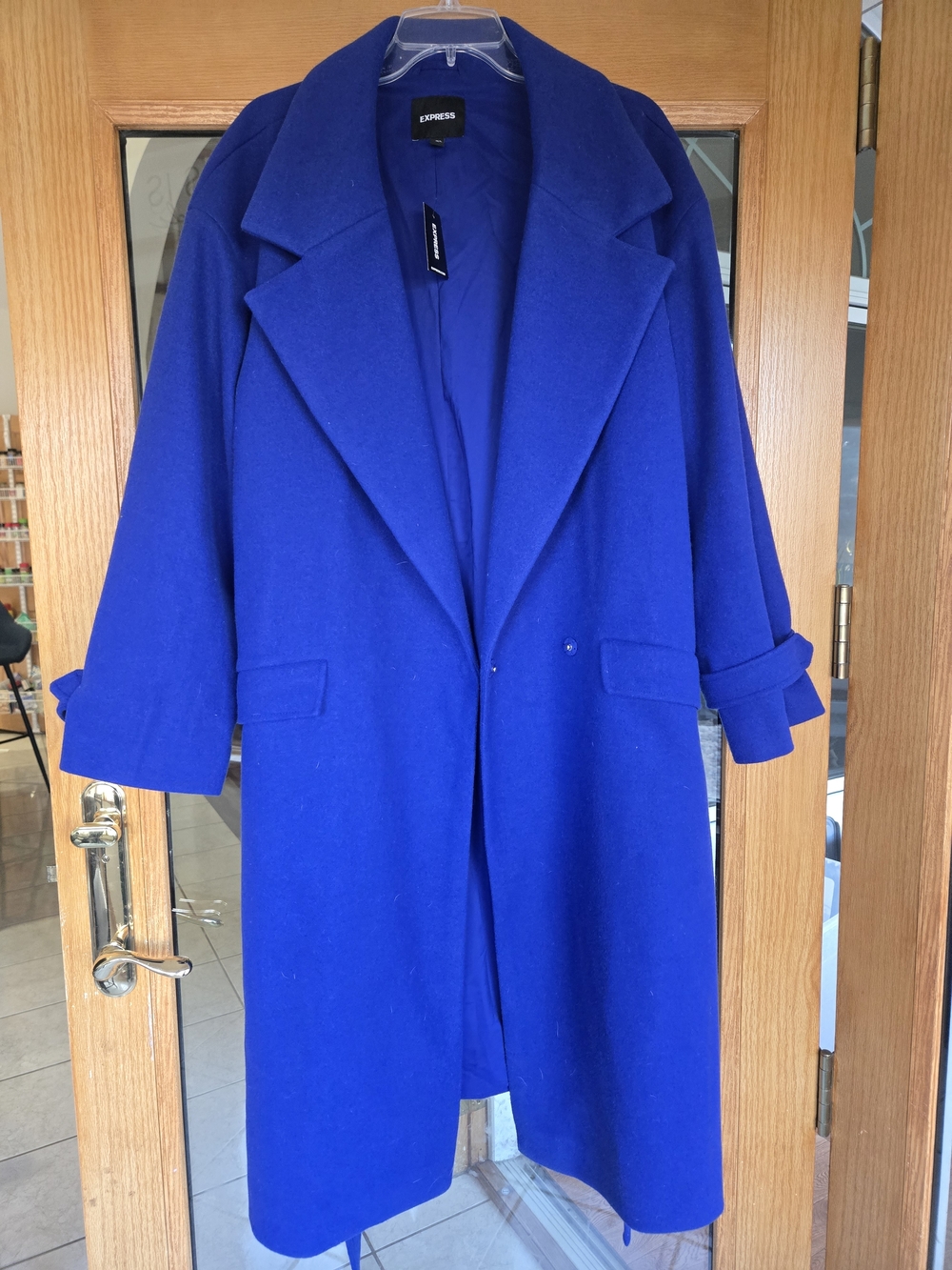 Express Royal Blue Belted Wrap Coat